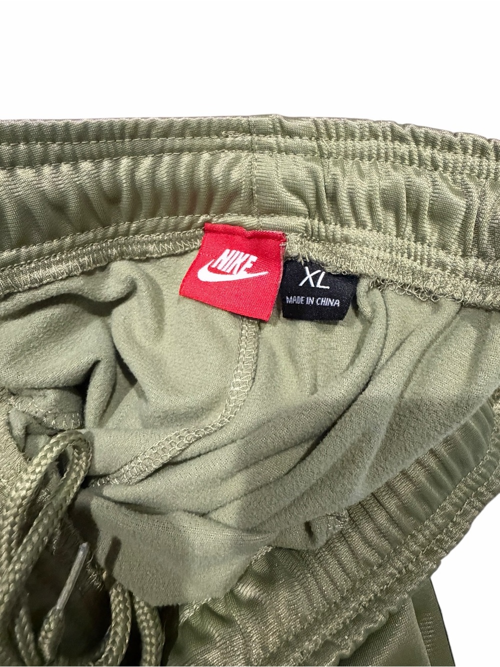 Nike Mens Olive Green Jogger Sweatpants with White Side Stripe - Picture 4 of 4